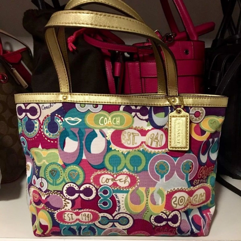 Coach Mini Poppy C Graffiti Tote